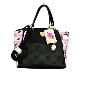 Betsey Johnson Purse BLACK,GREY, N PINK LUV BETSEY SATCHEL